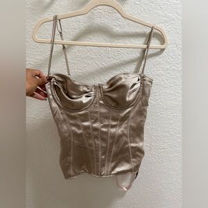 House of CB Satin Dress in Pink and Beige